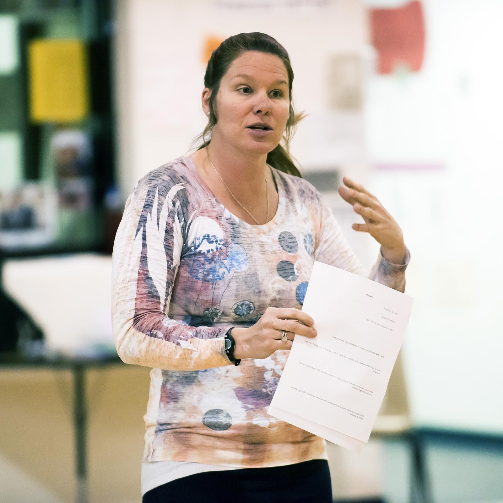 Elizabeth Minoer, K-12 Physical Education Teacher, teaching class.